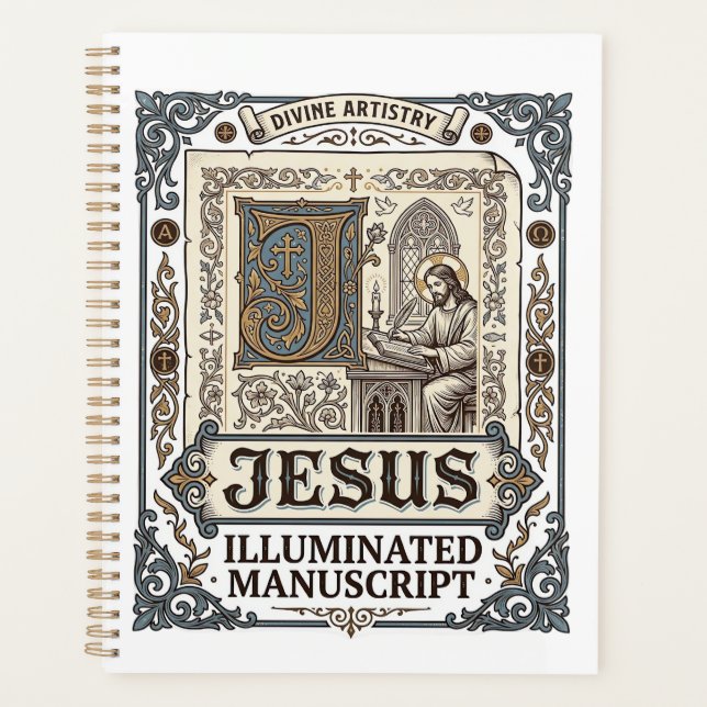 Agenda Manuscrito de Jesus Fé Cristã Vintage (Frente)