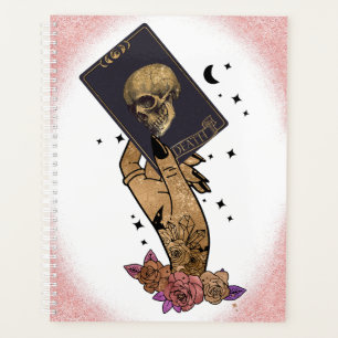 Agenda Mão Mística Com Cartão De Tarô De Morte