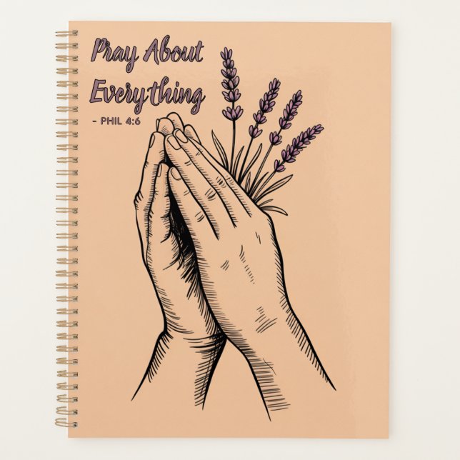Agenda Mãos em Oração Desenho Devocional - Lavanda (Frente)