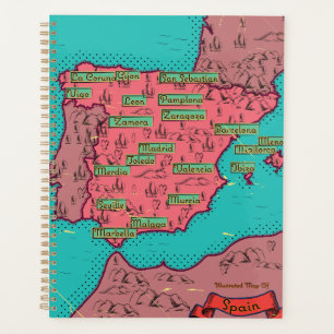 Agenda Mapa antigo da espanha Vintage