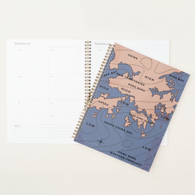 Agenda Mapa Climático Vintage de Hong Kong (Exibição)