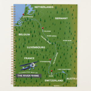 Agenda Mapa de viagem do Rio Reno. Impressão de tela