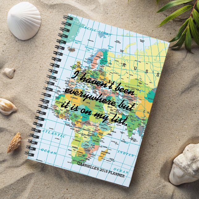Agenda Mapa de Vintagens Personalizado (Customize this funky planner with your very own travel mantra! )