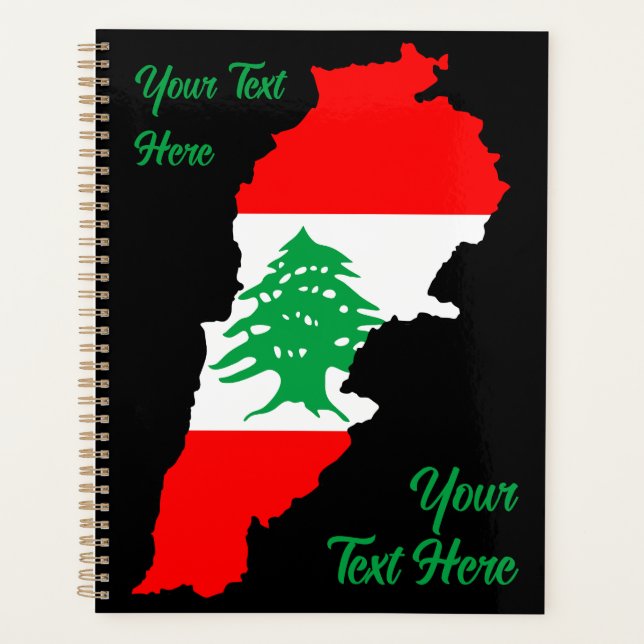 Agenda Mapa do Líbano com Bandeira (Frente)