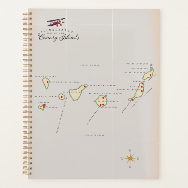 Agenda Mapa ilustrado das Ilhas Canárias. (Frente)