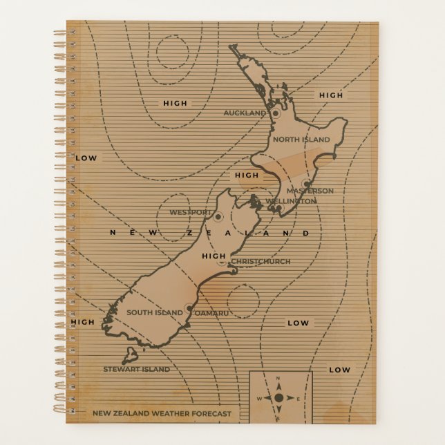 Agenda Mapa meteorológico antigo da Nova Zelândia (Frente)