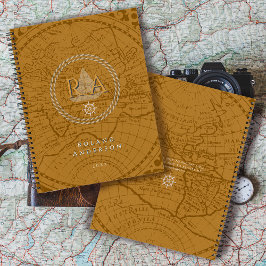 Agenda Mapa Monograma de Corda Náutica Marrom