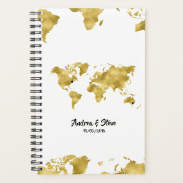 Agenda Mapa Mundial de Folhas de Ouro com casais amovívei