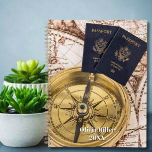 Agenda Mapa Mundial de Viagens Passaporte Bússola Elegant