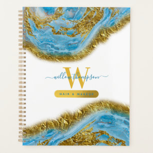 Agenda Maqueamento e Cabelo de Folha Azul e Azul