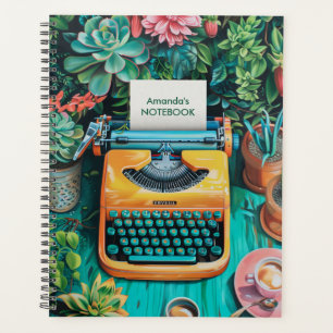 Agenda Máquina de escrever com plantas coloridas Impres