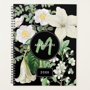 Agenda Maravilha Branco Flores Selvagens Sage Monograma V