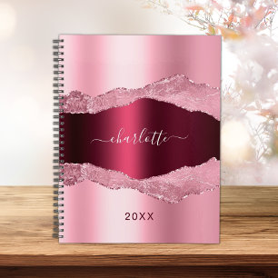 Agenda Marble 2023, de metal robusto, cor-de-rosa,