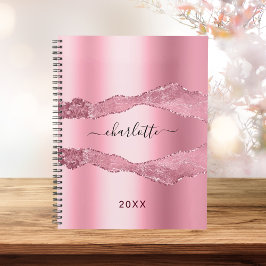 Agenda Marble 2023 do agate de metal rosado