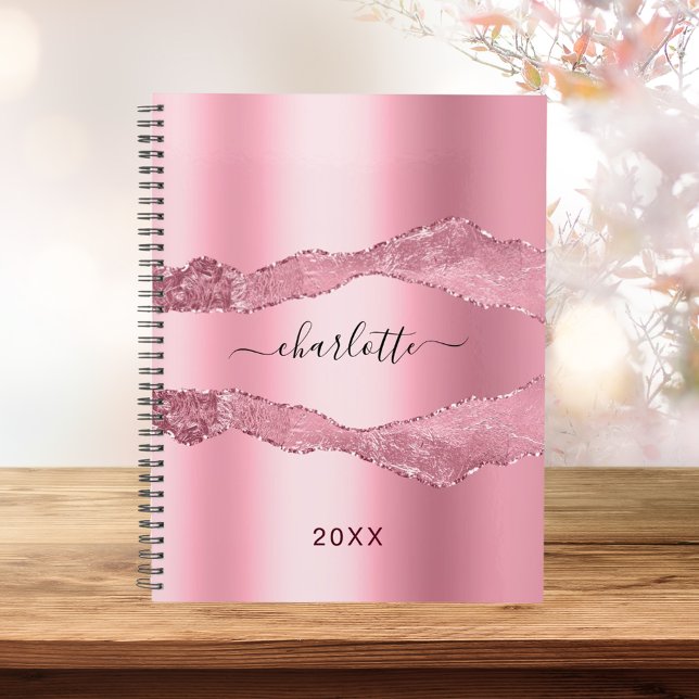 Agenda Marble 2023 do agate de metal rosado (Criador carregado)