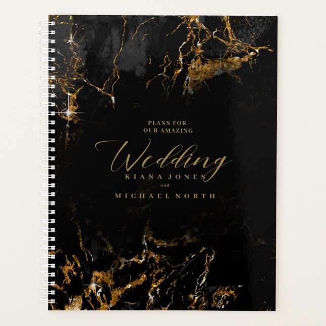 Agenda Marble Glitter Wedding Black ID644 (Frente)