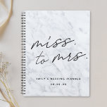 Agenda Marble Miss do Script Moderno para a Sra. Bridal W<br><div class="desc">Um caderno personalizado de planejador de casamento de noivas,  com "Miss. to Mrs.",  design de caligrafia moderna,  no fundo da mármore das cinzas.</div>