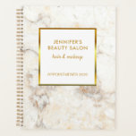 Agenda Marcador de ouro branco Marcador profissional Plan<br><div class="desc">Elegante planejador profissional de mármore branco de ouro.
Adicione seu próprio texto para personalizar.
Planejador de compromissos para sua própria empresa ou escritório.</div>