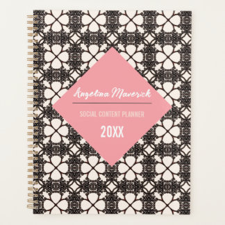 Agenda Marcador de texto Cor-de-rosa Padrão Floral Preto