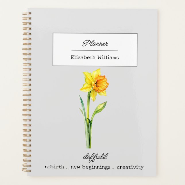 AGENDA MARCH DAFFODIL BIRTH FLOWER PERSONALIZADO (Frente)