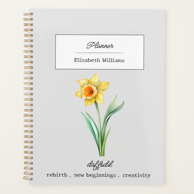 AGENDA MARCH DAFFODIL BIRTH FLOWER PERSONALIZADO (Frente)