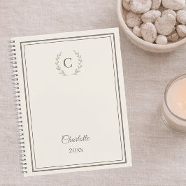 Agenda Marfim taupe Monograma Personalizado Luxo Silencio