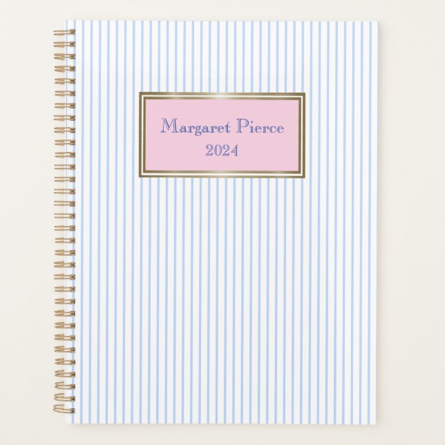 Agenda Margaret Pinstripe Planner a rosa (Frente)