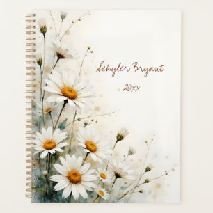 Agenda Margarida Branca Floral Encadernação Espiral Verão