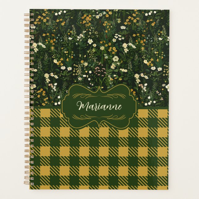 Agenda Marianne Dark Daisy Floral Xadrez (Frente)