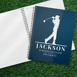 Agenda Marinho Azul Monograma Personalizado Golf