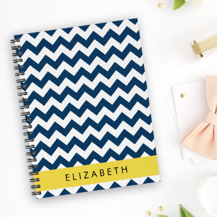 Agenda Marinho Azul Zigzag, Marinho Blue Chevron, Seu Nom