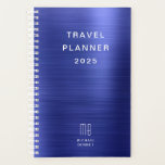 Agenda Marinho de Monograma Elegante Viagem Azul<br><div class="desc">Marinho Elegante de Monograma com Planner Azul de Viagem.</div>