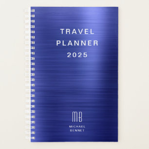 Agenda Marinho de Monograma Elegante Viagem Azul