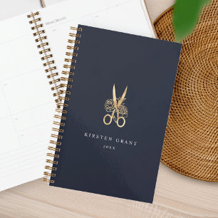 Agenda Marinho e Dourado logotipo de salão da tesoura