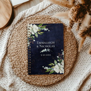 Agenda Marinho Floral Chic Rustic Casado Azul