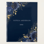 Agenda Marinho Floral Rosa Dourado Folha Pessoal<br><div class="desc">Marinho Floral Rosas Dourados Folha Planeador de Trabalho Pessoal Adequado para todas as idades</div>