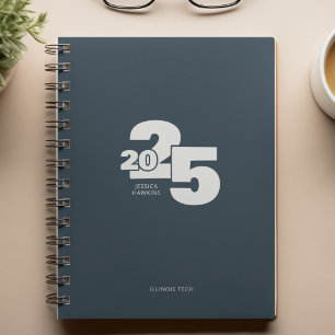 Agenda Marinho Indigo Azul Sobreposto Ano Espiral Semanal