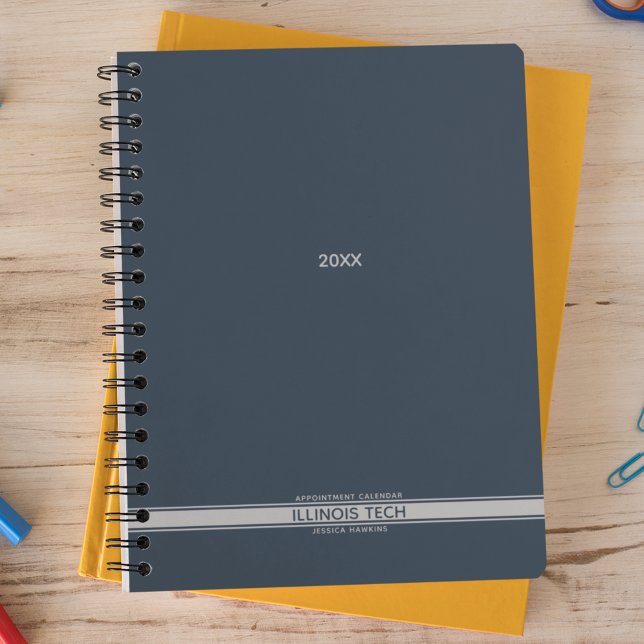 Agenda Marinho Indigo Blue Bottom Stripe Espiral Semanalm (Criador carregado)