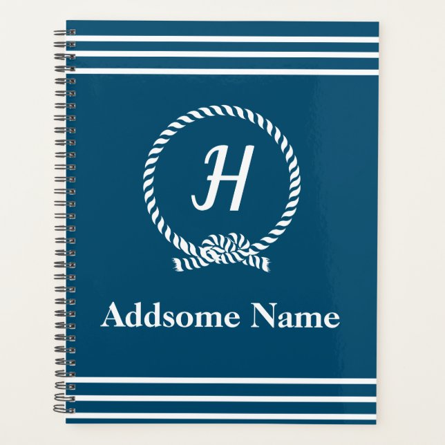 Agenda Marinho marinho monograma litoral de praia Marinho (Frente)