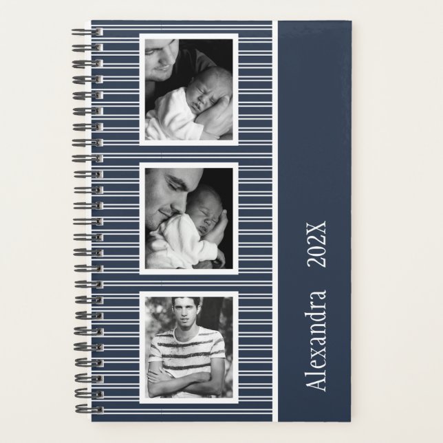 Agenda Marinho Moderno Azul 3 Foto 2023 Personalizada (Frente)