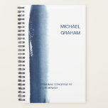 Agenda Marinho profissional Blue Watercolor Business<br><div class="desc">Planejador profissional com uma pincelada azul-d'água marinho no lado esquerdo com seu nome ou nome comercial no topo e seu título ou outro texto no fundo sobre um fundo branco. Um design simples e masculino que é excelente para uma pessoa criativa como um artista, mas também trabalha para muitas outras...</div>