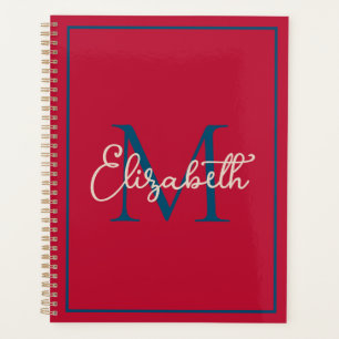 Agenda Marinho Vermelho de pré-disquete azul e Monograma 