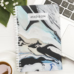 Agenda Mármaco de Tinta Líquida Preto Azul Moderno Person<br><div class="desc">Elevem sua organização com este planejador personalizado de mármore de tinta líquida, preto e azul moderno. Perfeito para mulheres que apreciam designs contemporâneos e artísticos, esse planejador combina a beleza fluida da tinta líquida com funcionalidade prática. O impressionante padrão de mármore preto e azul adiciona um toque de sofisticação ao...</div>