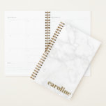 Agenda Mármaco na moda, branco e Cinza, com monograma<br><div class="desc">Planner na moda Bold Monograma Branco e Cinza Marble</div>