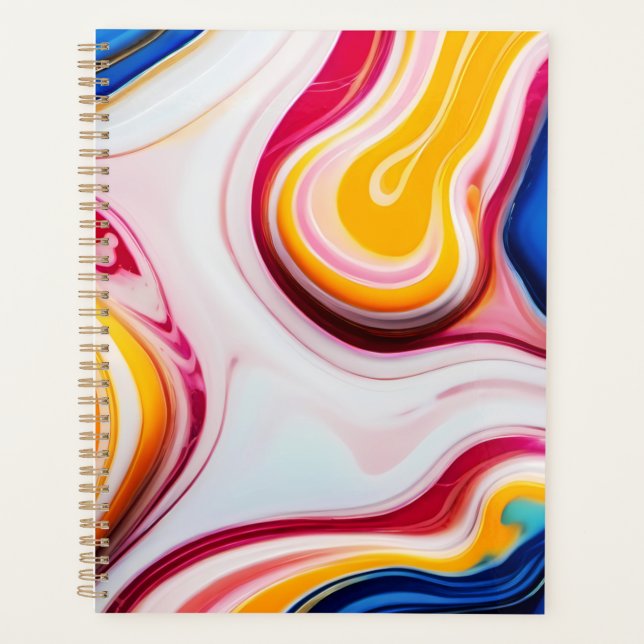 Agenda Mármore azul-preto-branco-cor-de-rosa (Frente)