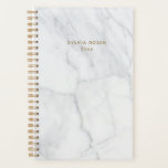 Agenda Mármore Branco das Cinzas Modernas Personalizado<br><div class="desc">Mantenha-se organizado sem esforço com este sofisticado planejador moderno minimalista e inédito, com cinzas elegantes e padrão de mármore branco. A design limpa e elegante é perfeita para quem aprecia uma estética refinada e eterno. Personalize-o com o seu nome para um toque exclusivo e desfrute da flexibilidade de um formato...</div>