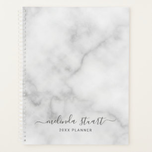 Agenda Mármore Branco de Script Moderno Profissional
