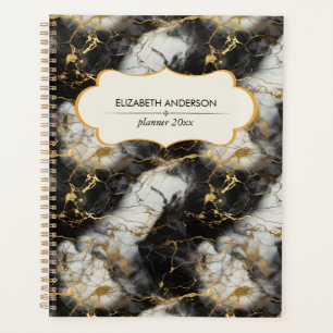Agenda Mármore branco, Dourado e negro de luxo elegante