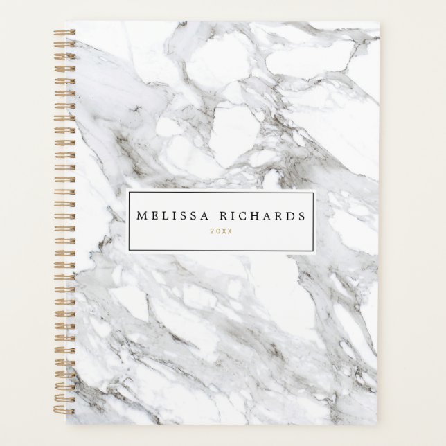 Agenda Mármore branco mínimo luxo profissional (Frente)