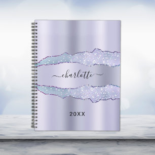 Agenda Mármore de agate de metal com lavanda violeta 2023